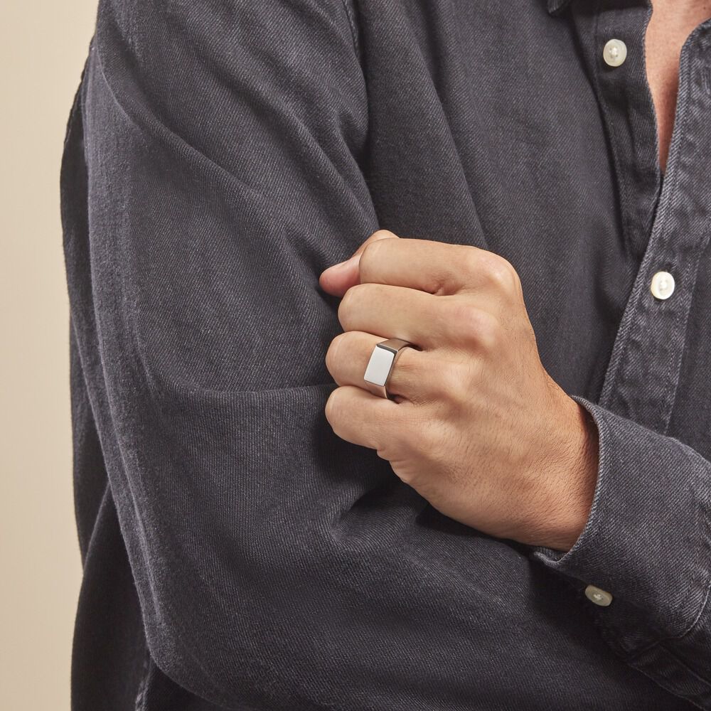 Chevalière Acier Gris Luciano - Chevalières Homme | Marc Orian