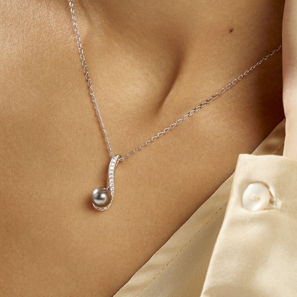 Collier Armance Argent Blanc Perle D'imitation Oxyde - Colliers Femme | Marc Orian