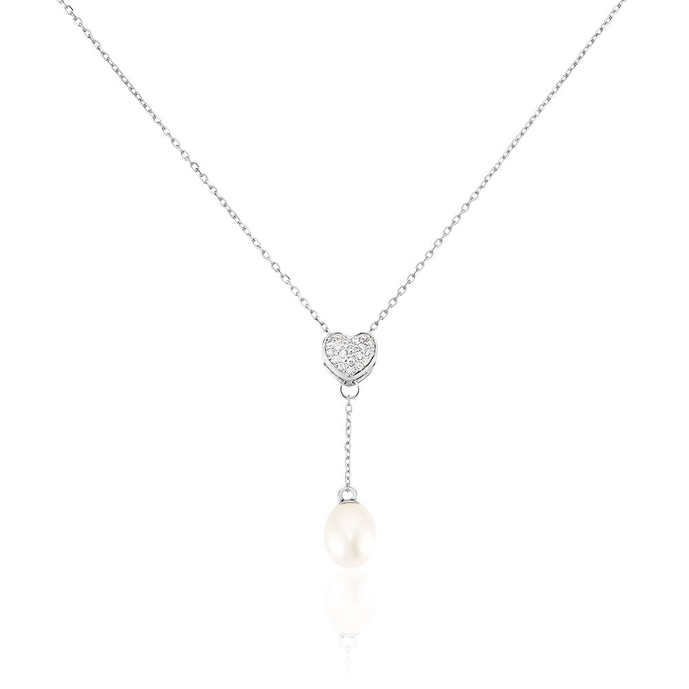 Collier Elvie Argent Blanc Perle De Culture Et Oxyde De Zirconium - Colliers avec pierres Femme | Marc Orian