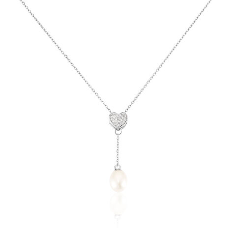 Collier Elvie Argent Blanc Perle De Culture Et Oxyde De Zirconium - Colliers avec pierres Femme | Marc Orian