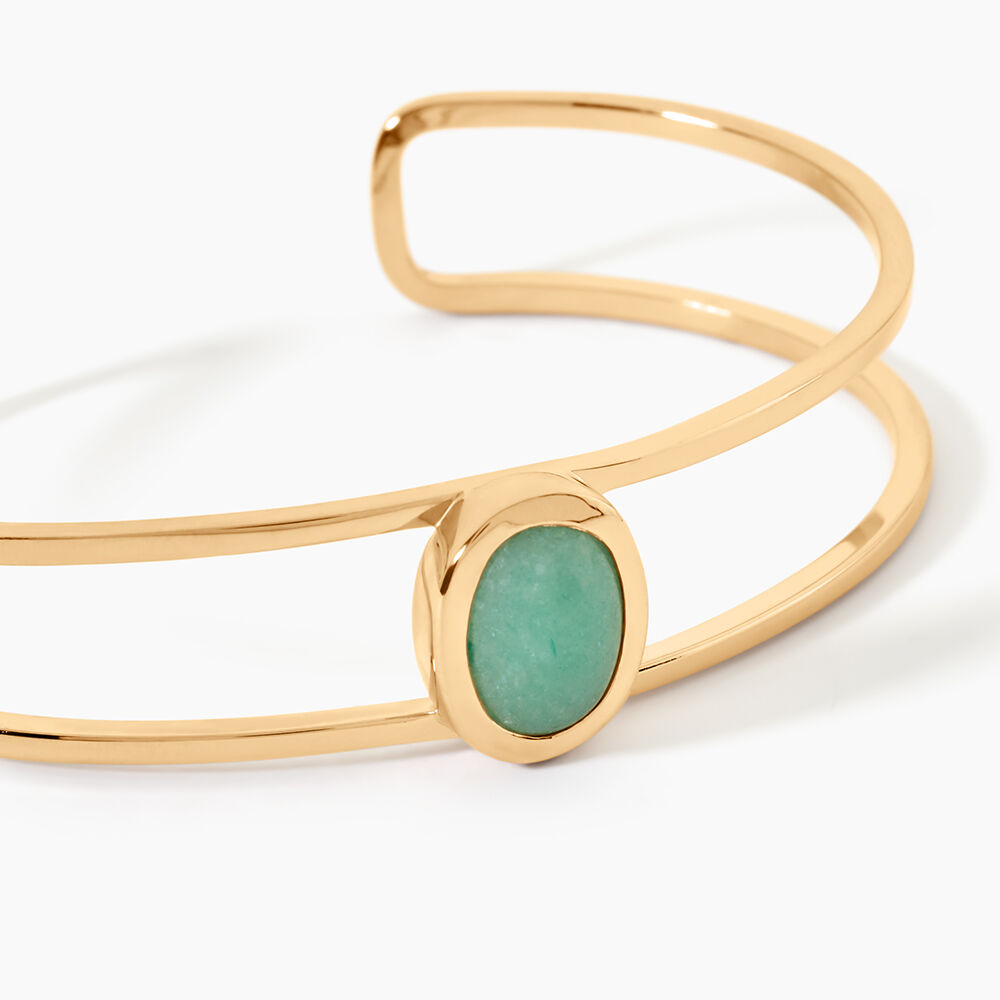 Bracelet Jonc Veina Plaqu&eacute; Or Jaune Aventurine - Bracelets joncs Femme | Marc Orian