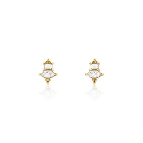 Boucles D'oreilles Puces éclat Perlé Plaqué Or Oxyde De Zirconium - Puces Femme | Marc Orian