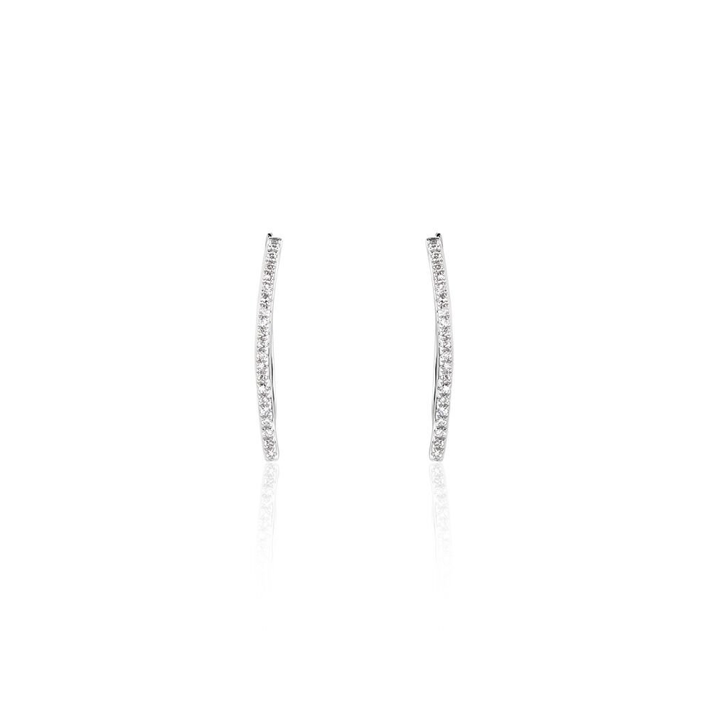 Boucles D'oreilles Grimpantes Fadoua Or Blanc Diamants -  Femme | Marc Orian