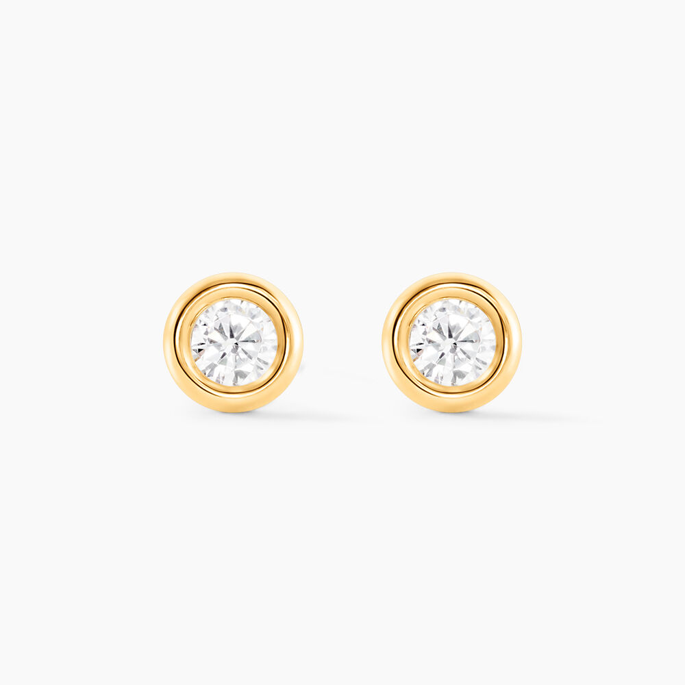 Boucles D'oreilles Puces Eden Serti Pneu Or Jaune Oxyde De Zirconium - Puces Femme | Marc Orian