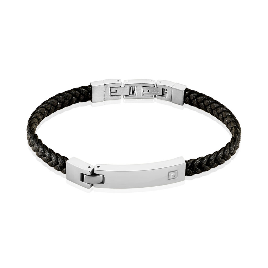 Bracelet Phebus Him Casual Acier Blanc Diamant - Bracelets cuir Homme | Marc Orian
