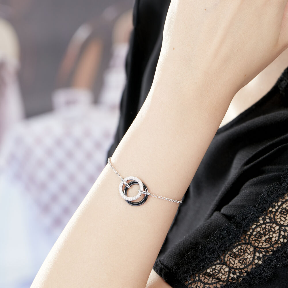 Bracelet You&me Argent Blanc Céramique Et Oxyde De Zirconium - Bracelets chaînes Femme | Marc Orian