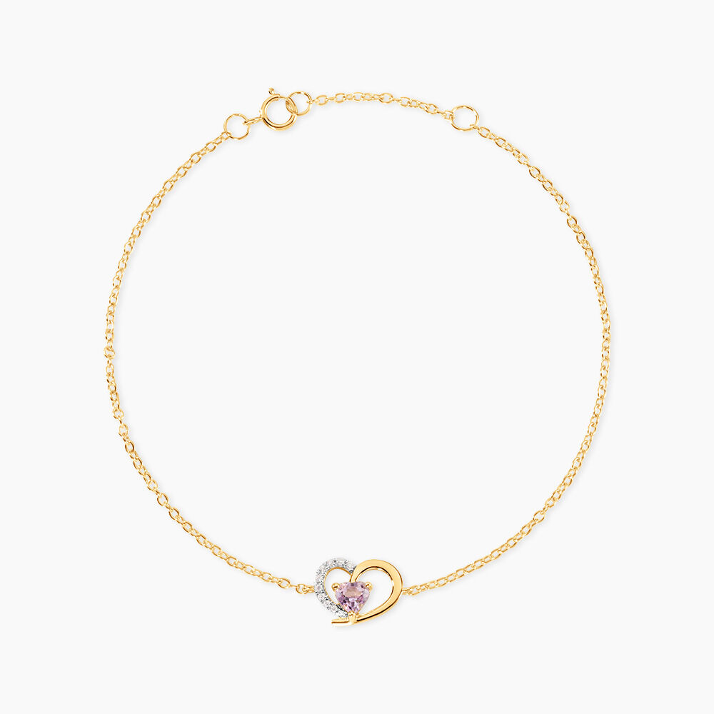 Bracelet Eliana Argent Dor&eacute; A L'Or 750/1000 Am&eacute;thyste Oxyde De Zirconium - Bracelets cha&icirc;nes Femme | Marc Orian