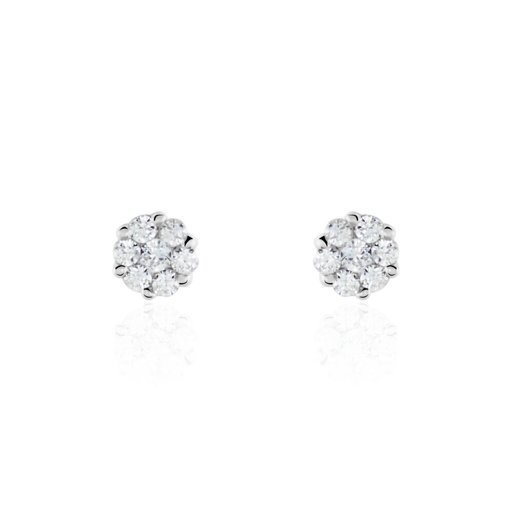 Boucles D'oreilles Puces Eleanor Fleur Or Blanc Oxyde De Zirconium - Puces Femme | Marc Orian