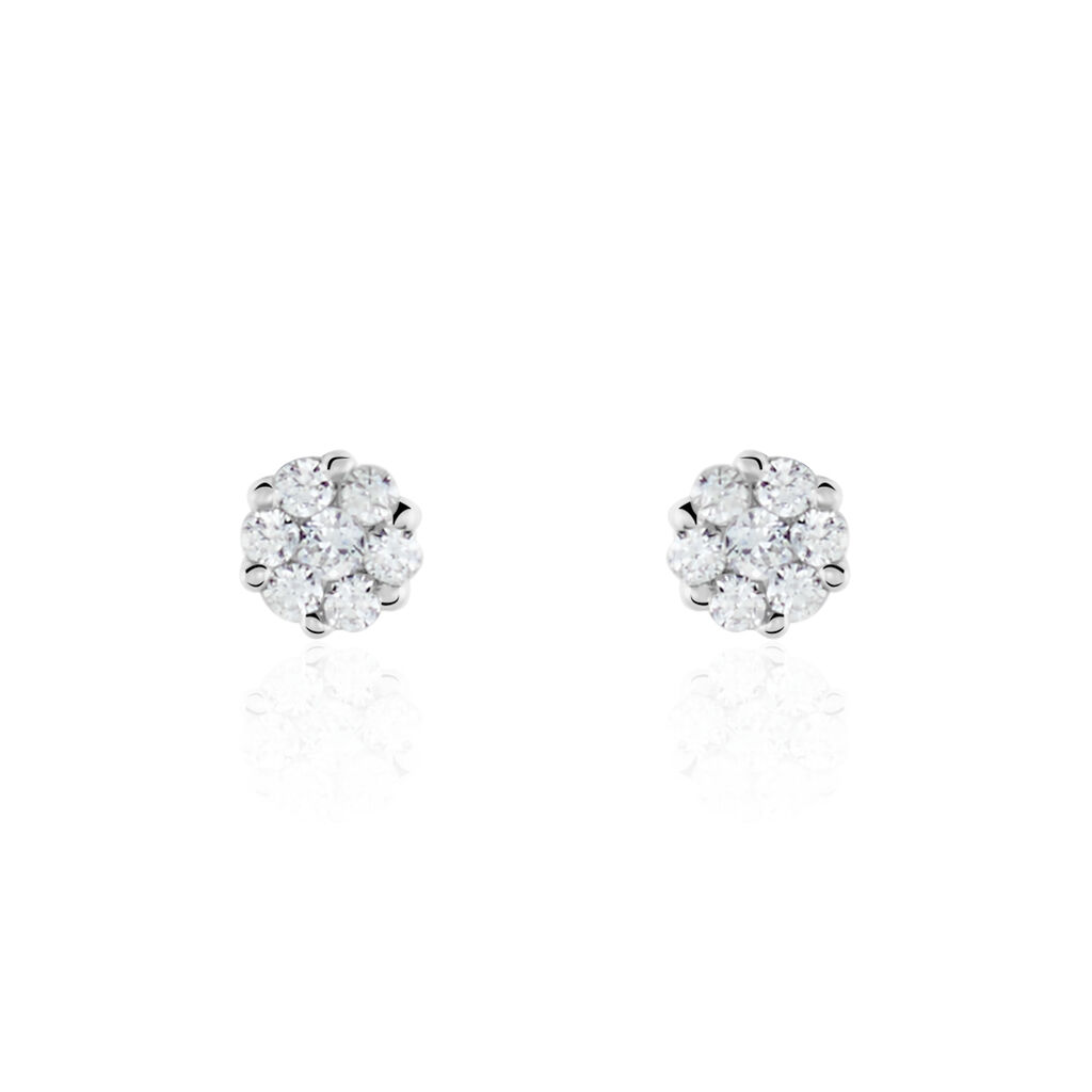 Boucles D'oreilles Puces Eleanor Fleur Or Blanc Oxyde De Zirconium - Puces Femme | Marc Orian