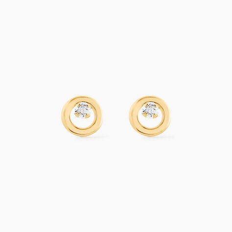 Boucles D'oreilles Puces Edmee Cercle Or Jaune Oxyde De Zirconium - Puces Femme | Marc Orian