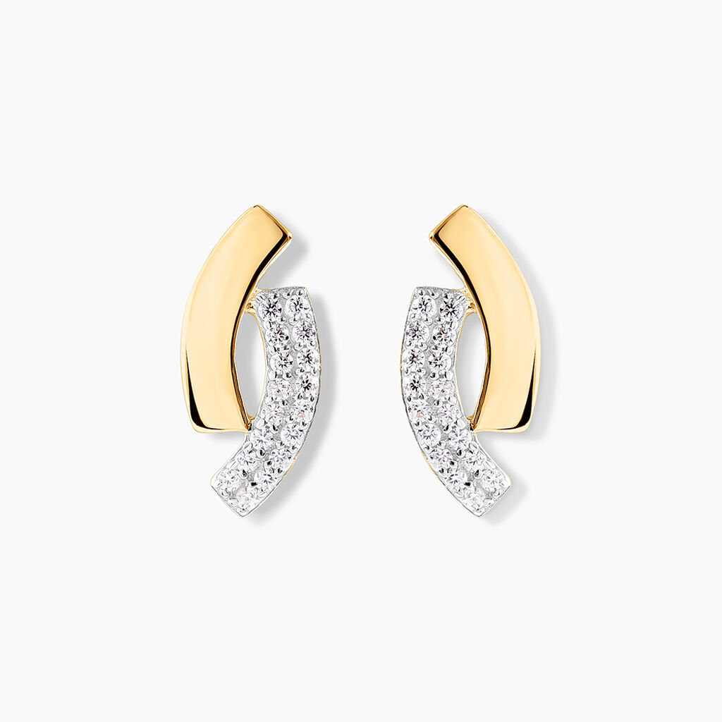Boucles D'oreilles Puces Vero Or Jaune Oxyde De Zirconium - Puces Femme | Marc Orian