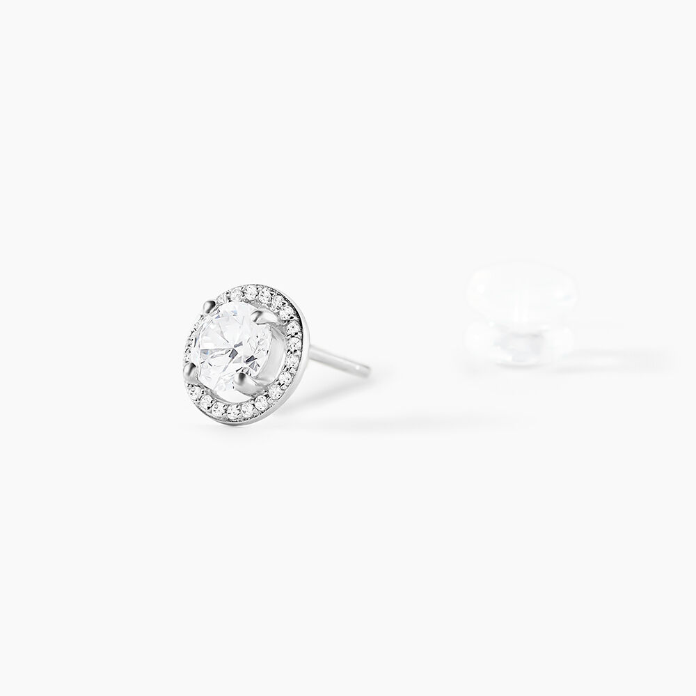 Boucles D'oreilles Puces Stelila Or Blanc Oxyde De Zirconium - Puces Femme | Marc Orian