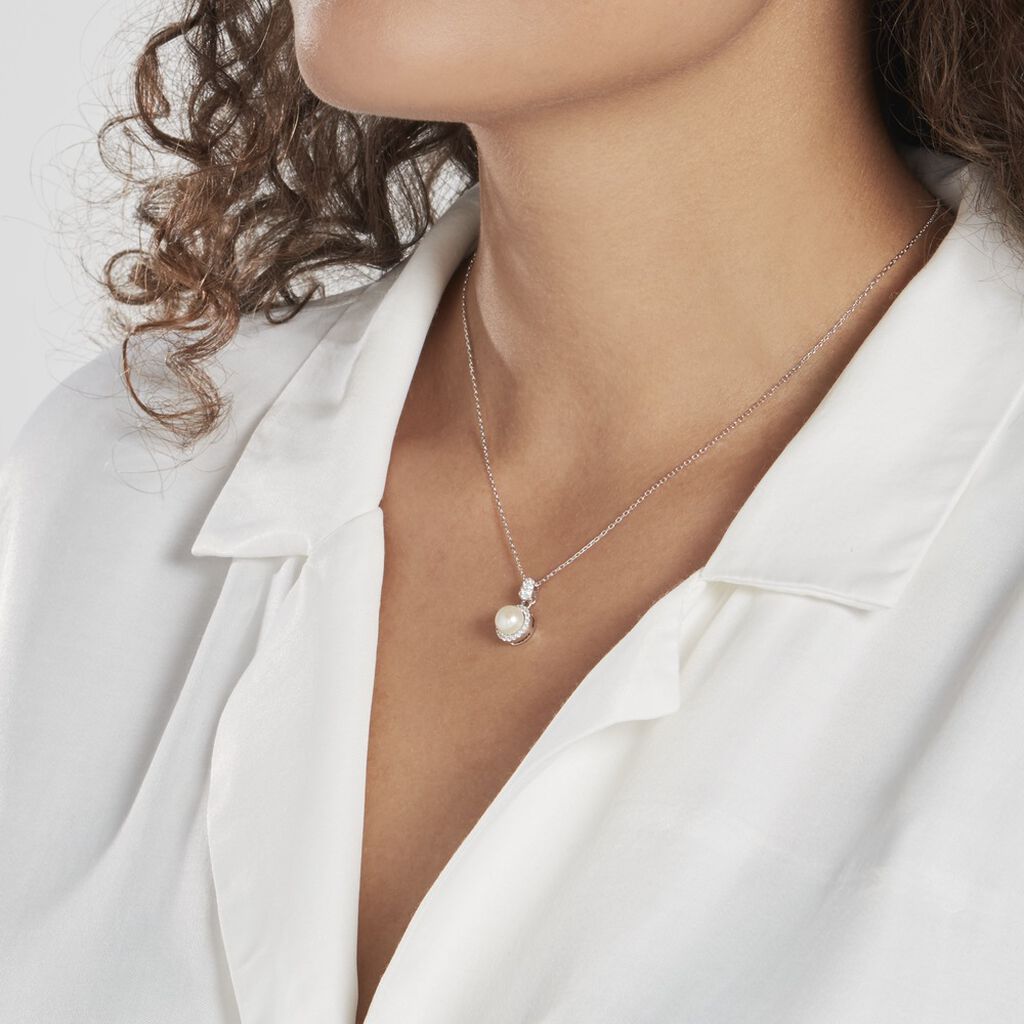 Collier Rozen Argent Blanc Perle De Culture Et Oxyde De Zirconium - Colliers Femme | Marc Orian