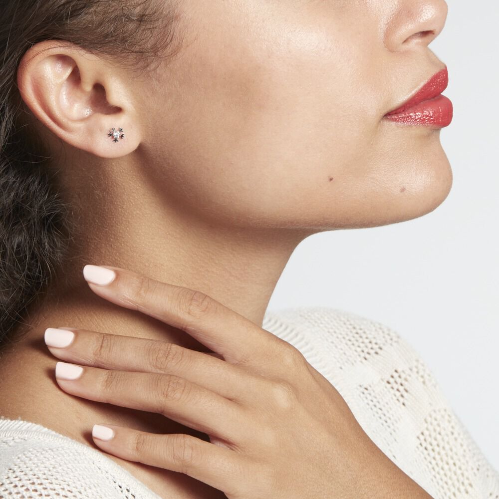 Boucles D'oreilles Puces Eileen Flocon Or Blanc Oxyde De Zirconium - Puces Femme | Marc Orian