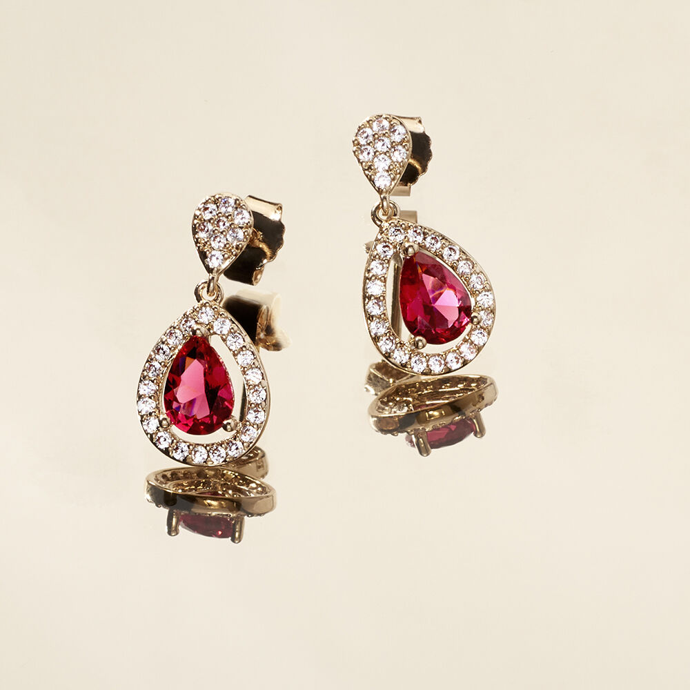 Boucles D'oreilles Pendantes Brigita Plaqu&eacute; Or Pierre Et Oxyde - Pendantes Femme | Marc Orian