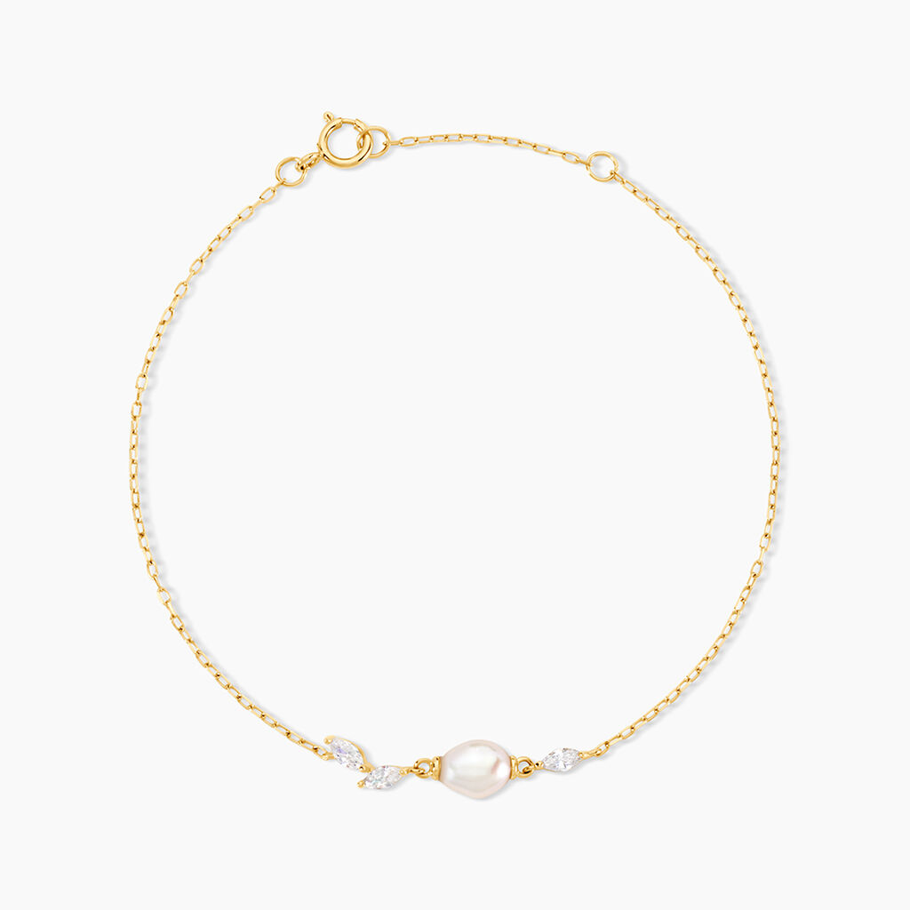 Bracelet Viggo Or Jaune Perle De Culture Oxyde De Zirconium - Bracelets chaînes Femme | Marc Orian