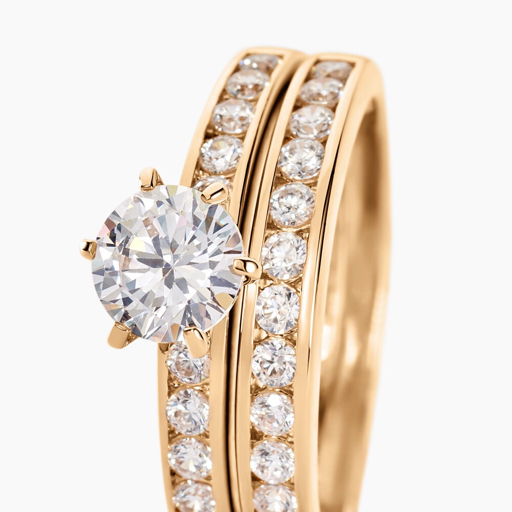 Bague Double Jeu Plaqu&eacute; Or Jaune Oxyde De Zirconium - Solitaires Femme | Marc Orian