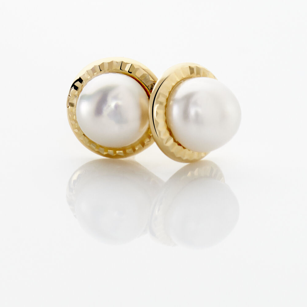 Boucles D'oreilles Puces Valliamee Diamante Or Jaune Perle De Culture - Puces Femme | Marc Orian