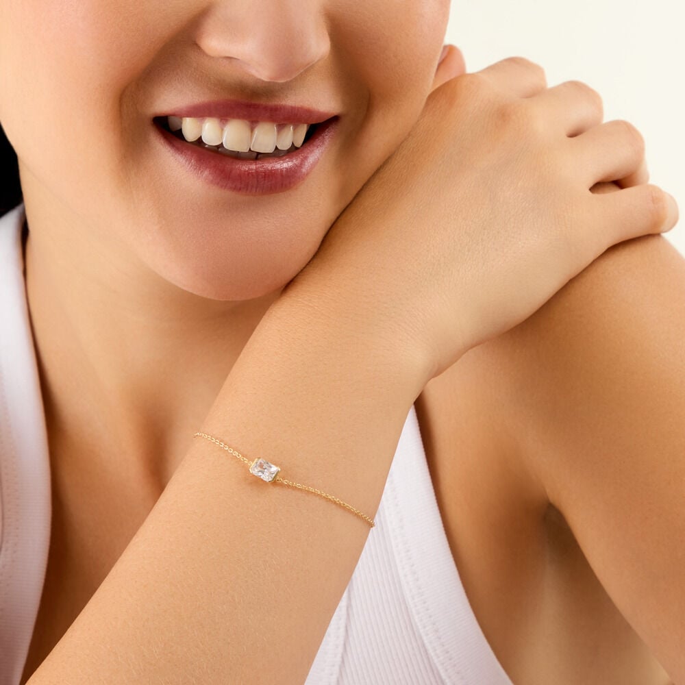 Bracelet Gail Argent Dor&eacute; A L'Or 750/1000 Oxyde De Zirconium - Bracelets cha&icirc;nes Femme | Marc Orian