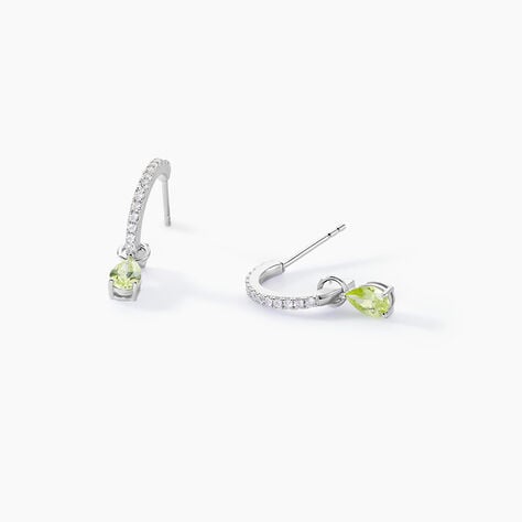 Cr&eacute;oles Evasion Argent Blanc Oxyde De Zirconium - Boucles d'oreilles pampille Femme | Marc Orian