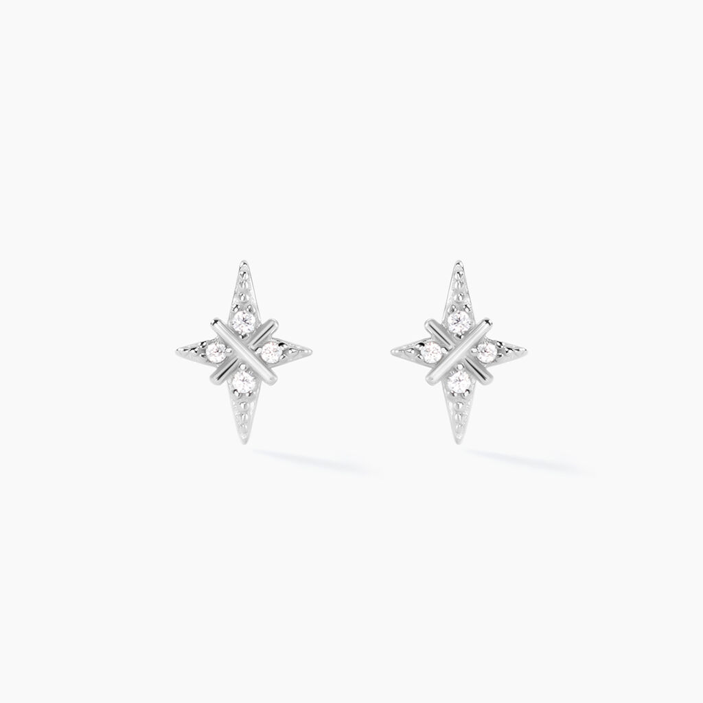 Boucles D'oreilles Puces Astre Precieux Argent Blanc Oxyde - Puces Femme | Marc Orian