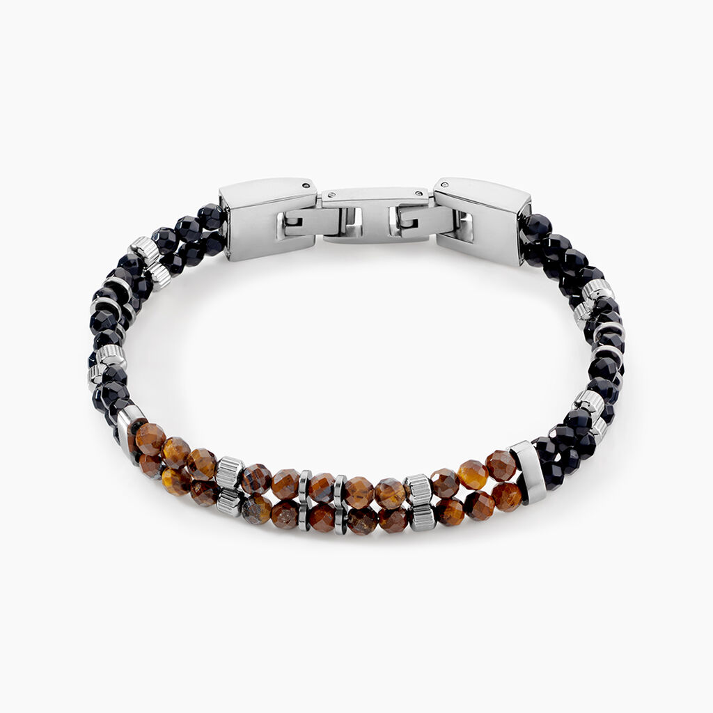 Bracelet Jourdan Acier Blanc Agate Oeil De Tigre - Bracelets cha&icirc;nes Homme | Marc Orian