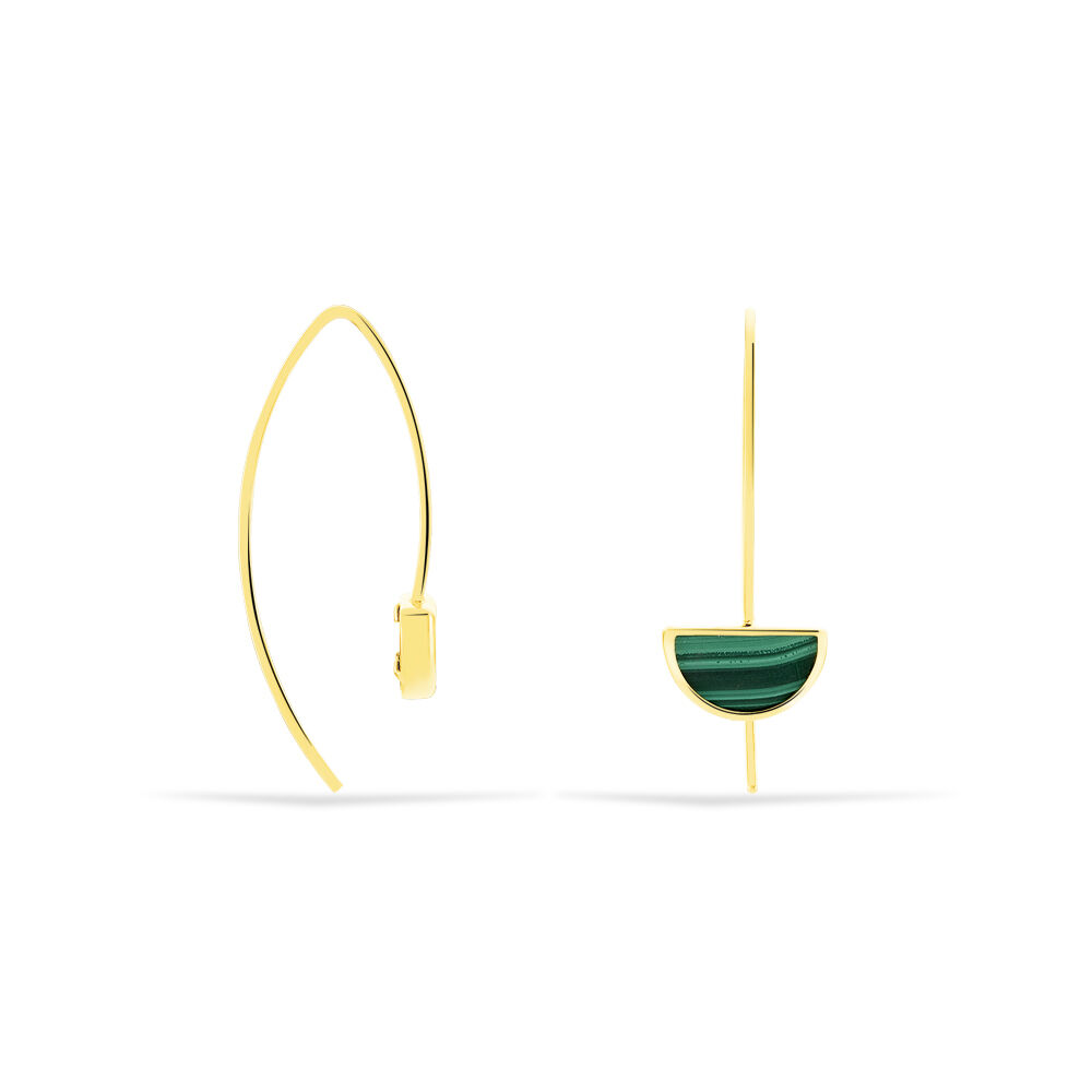 Boucles D'oreilles Pendantes Florica Or Jaune Malachite - Pendantes Femme | Marc Orian