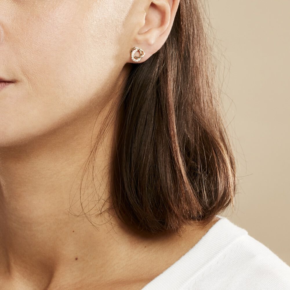 Boucles D'oreilles Puces Henia Plaqué Or Jaune Oxyde De Zirconium - Puces Femme | Marc Orian