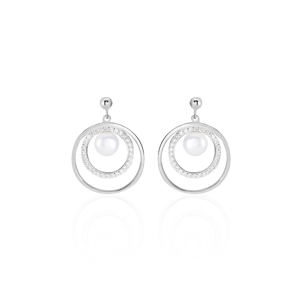 Boucles D'oreilles Pendantes Oksana Argent  Perle De Culture Et Oxyde - Pendantes Femme | Marc Orian