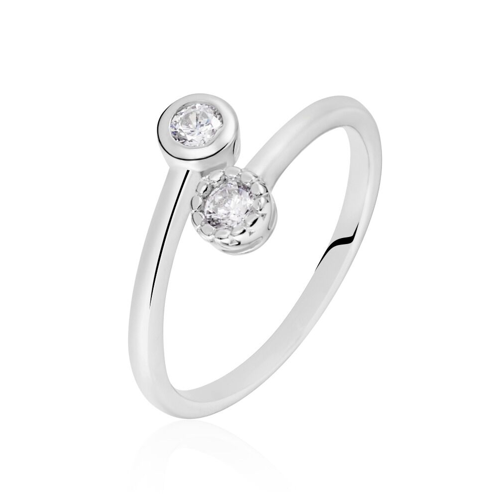 Bague Ajustable Mechte 1 Argent Blanc Oxyde De Zirconium - Bagues avec pierre Femme | Marc Orian