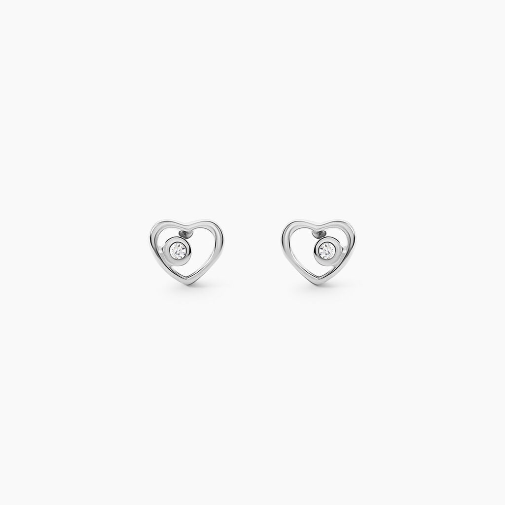 Boucles D'oreilles Puces Ashley Argent Blanc Oxyde De Zirconium - Puces Femme | Marc Orian