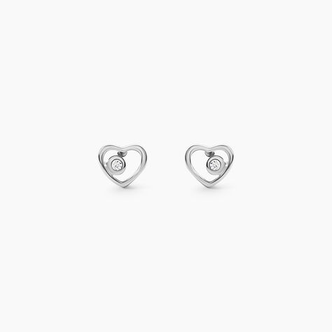 Boucles D'oreilles Puces Ashley Argent Blanc Oxyde De Zirconium - Puces Femme | Marc Orian