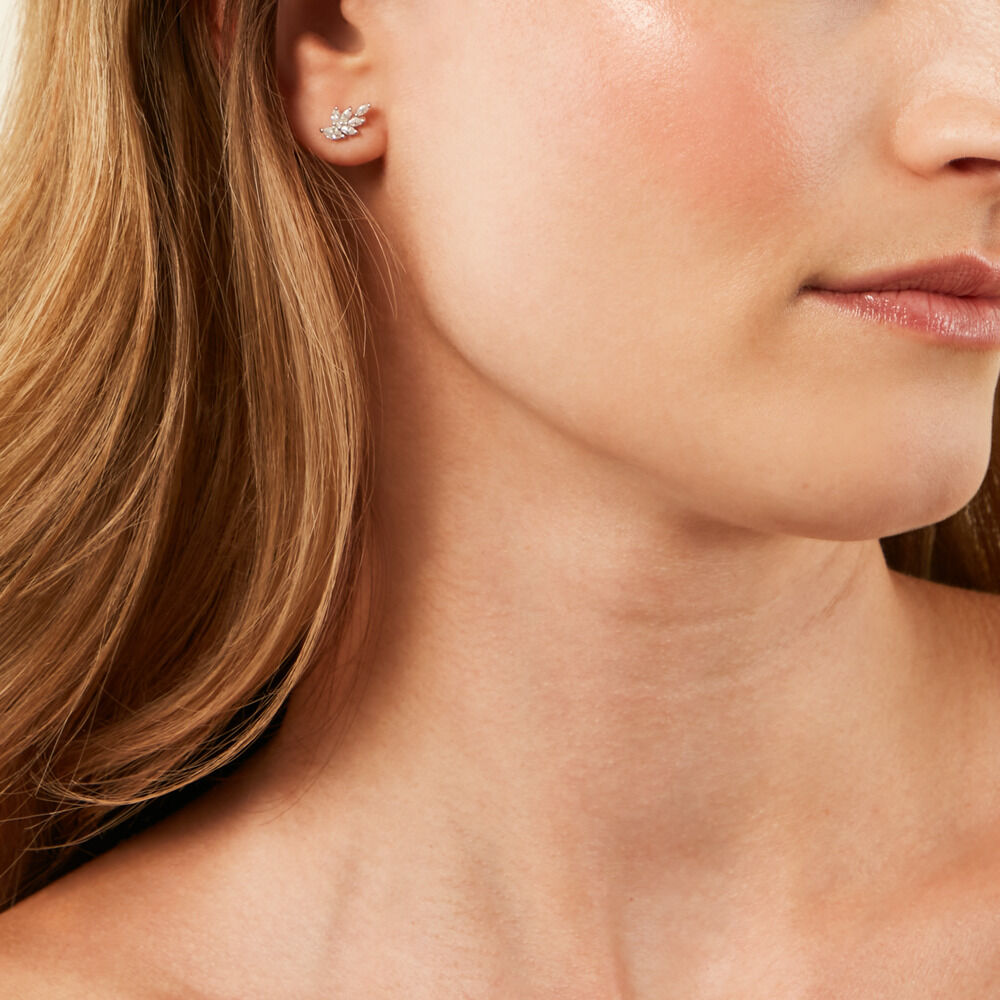 Boucles D'Oreilles Puces Feeria Argent Blanc Oxyde De Zirconium - Puces Femme | Marc Orian