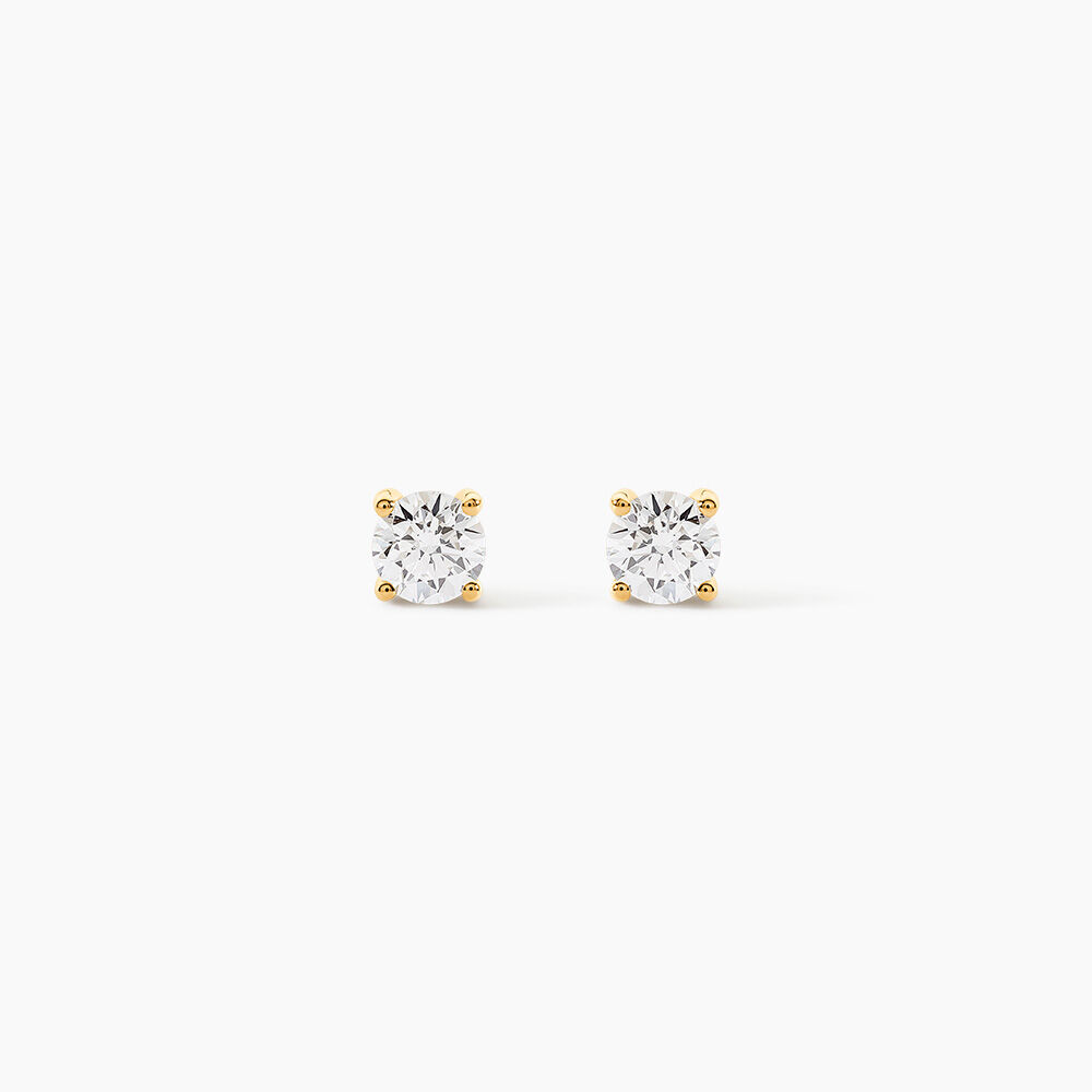 Boucles D'oreilles Puces 4 Griffes Or Jaune Diamant Synthetique - Puces Femme | Marc Orian