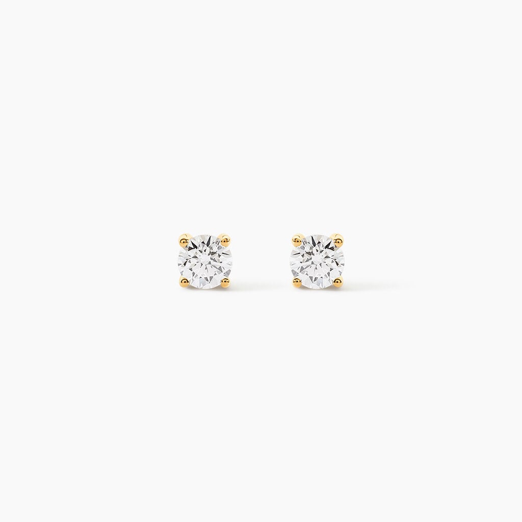 Boucles D'oreilles Puces 4 Griffes Or Jaune Diamant Synthetique - Puces Femme | Marc Orian
