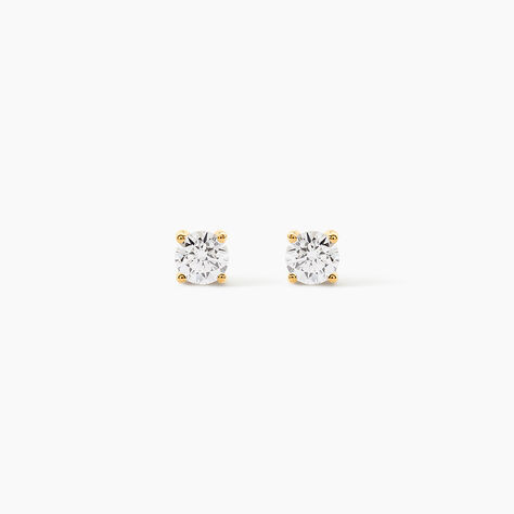Boucles D'oreilles Puces 4 Griffes Or Jaune Diamant Synthetique - Puces Femme | Marc Orian