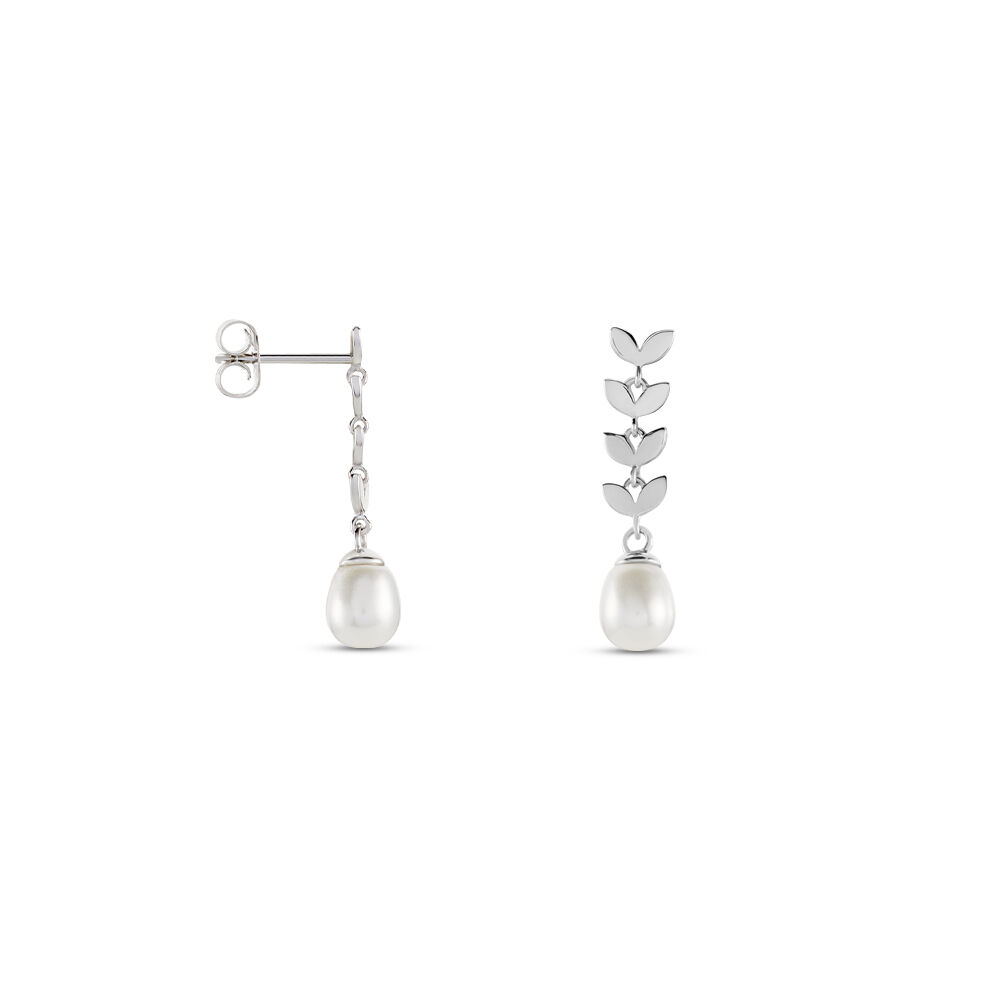 Boucles D'oreilles Pendantes Giacobbe Argent Blanc Perle De Culture -  Femme | Marc Orian