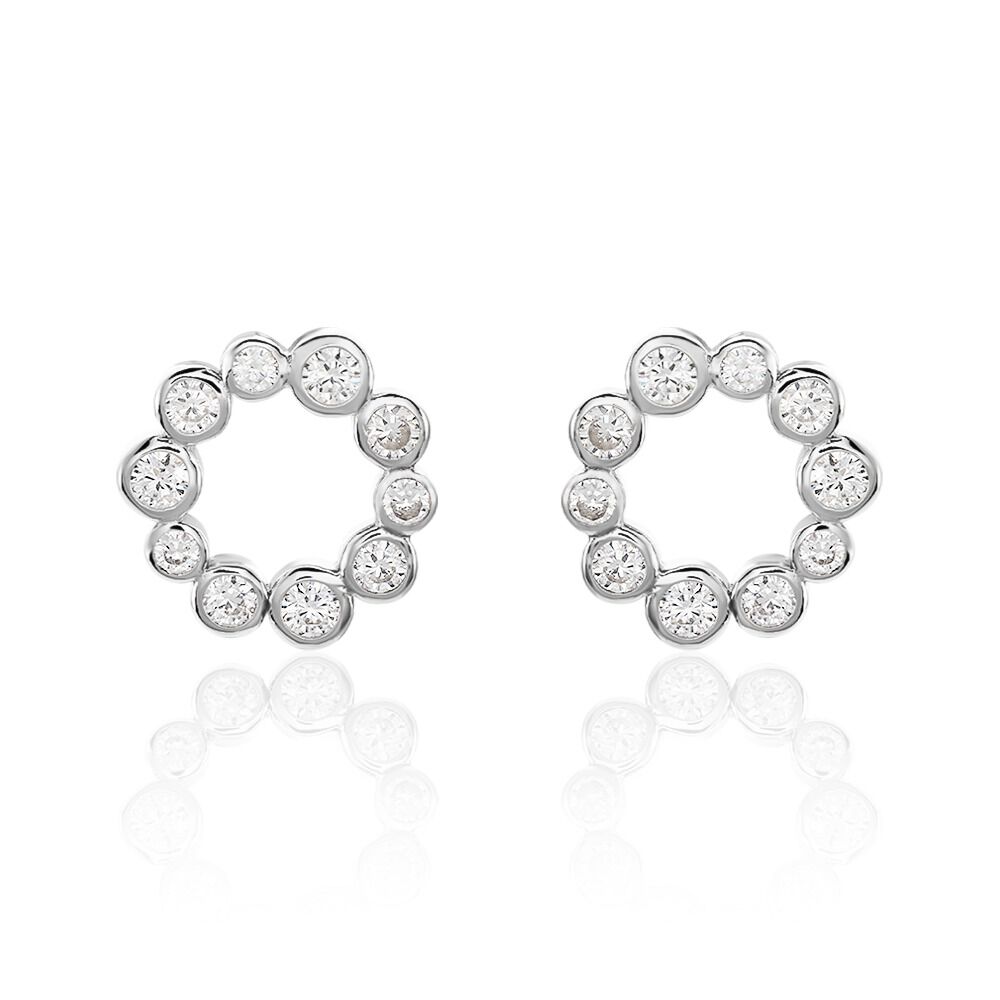 Boucles D'oreilles Puces Ryo Argent Blanc Oxyde De Zirconium - Puces Femme | Marc Orian