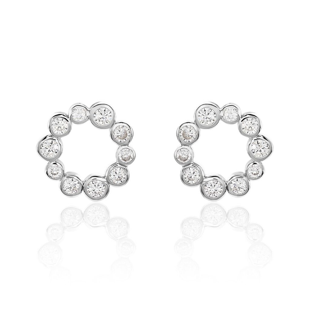 Boucles D'oreilles Puces Ryo Argent Blanc Oxyde De Zirconium - Puces Femme | Marc Orian