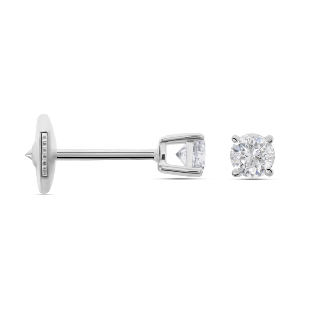 Boucles D'oreilles Puces Aphrodite Or Blanc Diamant - Puces Famille | Marc Orian