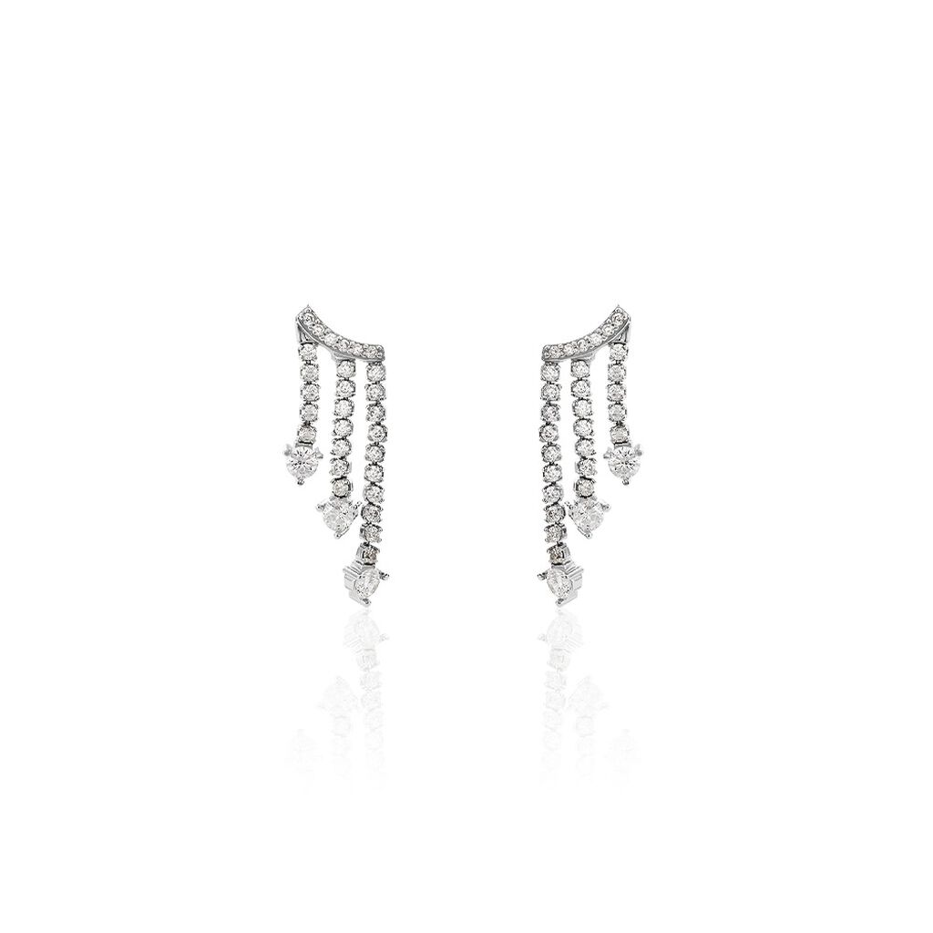 Boucles D'oreilles Pendantes Isalis Argent Blanc Oxyde De Zirconium - Pendantes Femme | Marc Orian