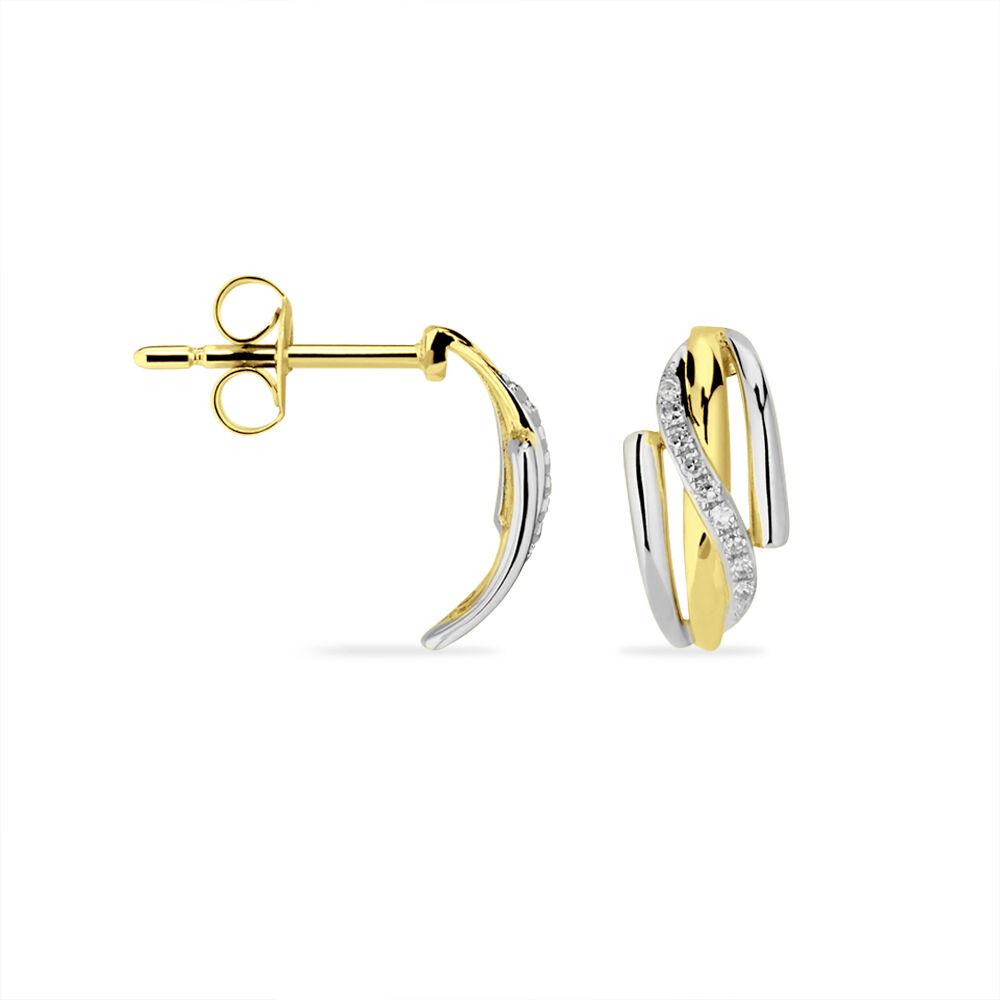 Boucles D'oreilles Puces Bodil Or Bicolore Diamant - Puces Femme | Marc Orian