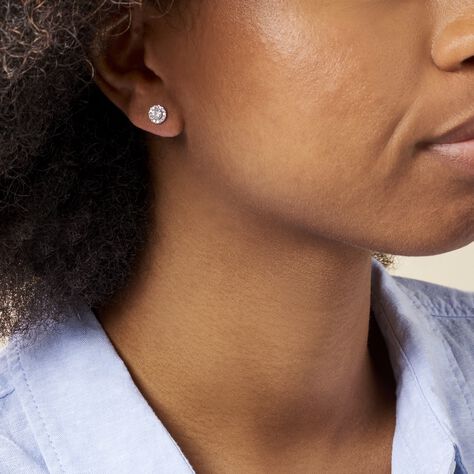 Boucles D'oreilles Puces Rosalie Or Blanc Oxyde De Zirconium - Clous d'oreilles Femme | Marc Orian
