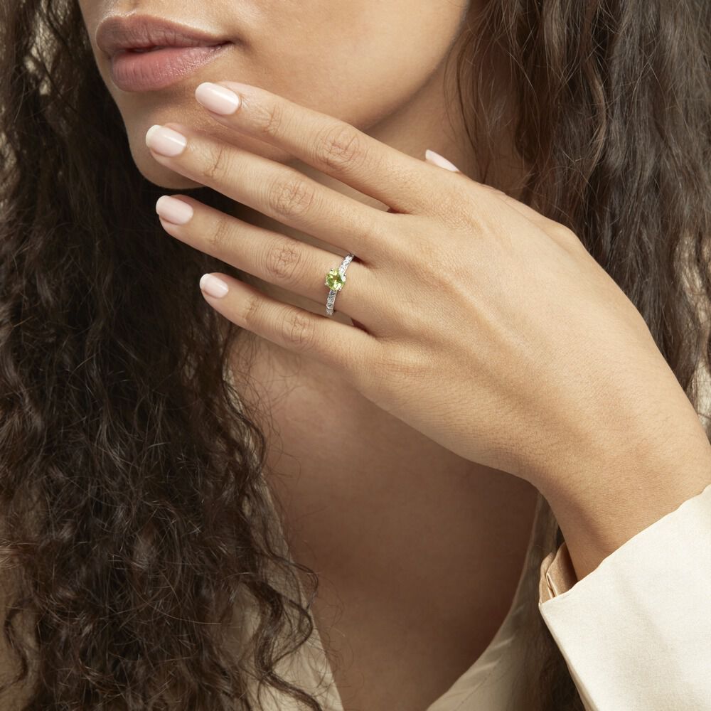 Bague Or Blanc Monroe Péridot Oxydes De Zirconium - Bagues avec pierre Femme | Marc Orian