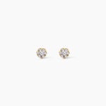 Boucles D'Oreilles Puces Eleanor Fleur Argent Dor&eacute; A L'Or 750/1000 Oxyde De Zirconium - Puces Enfant | Marc Orian