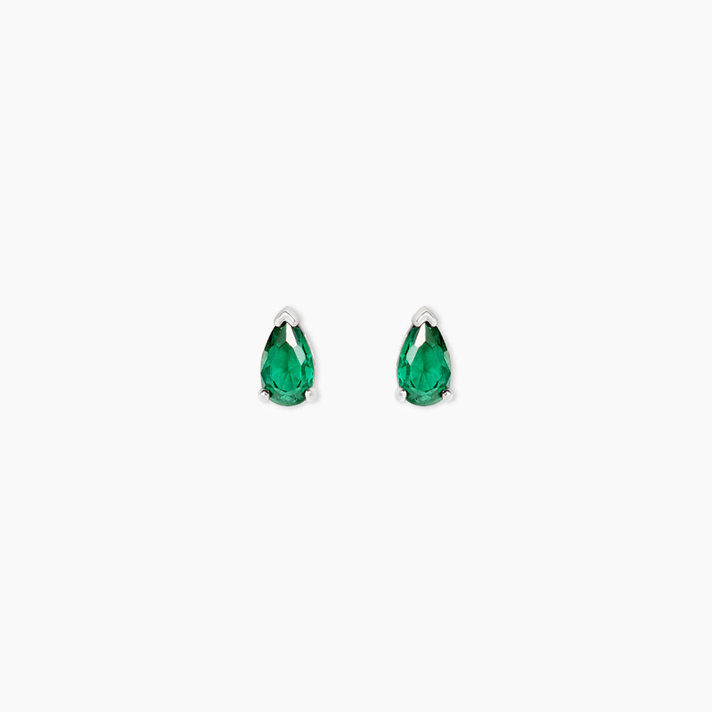 Boucles D'Oreilles Puces Ma&euml;llys Argent Blanc Oxyde De Zirconium - Puces Femme | Marc Orian
