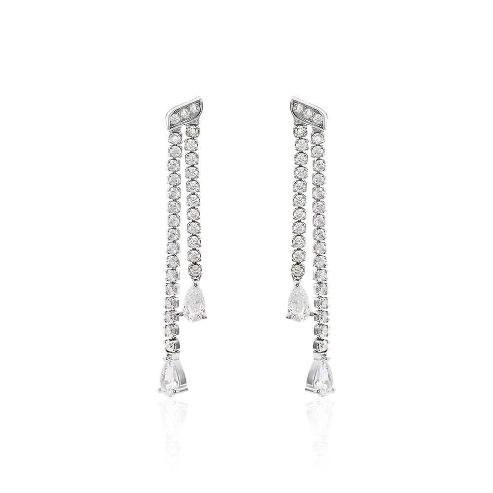 Boucles D'oreilles Pendantes Isalis Argent Blanc Oxyde De Zirconium - Pendantes Femme | Marc Orian