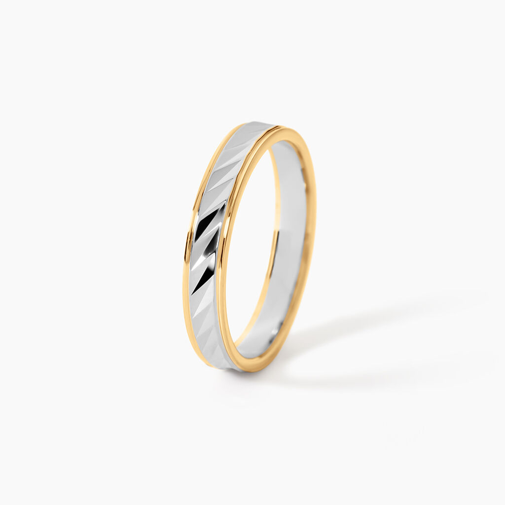 Alliance Raye Mat Ruban Plat Or Bicolore - Alliances duo Unisex | Marc Orian
