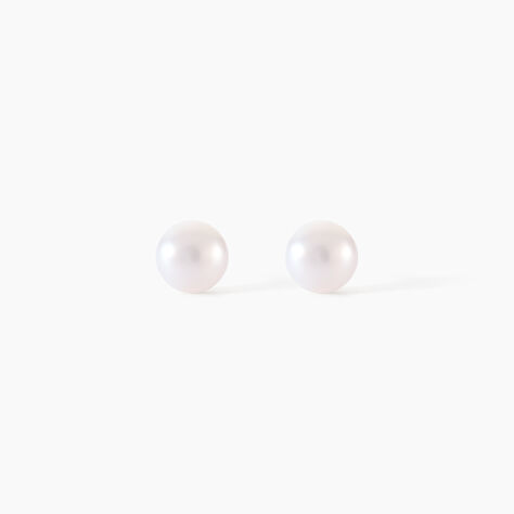 Boucles D'oreilles Puces Kesya Nacres Bouton Or Jaune Perle De Culture - Boucles d'oreilles mariage Famille | Marc Orian