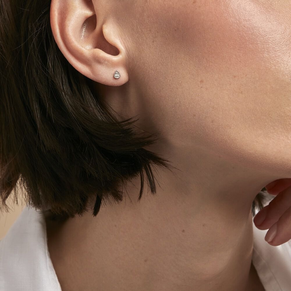 Boucles D'oreilles Puces Mon 1er Diamant Or Blanc Diamant -  Femme | Marc Orian